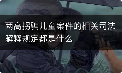 两高拐骗儿童案件的相关司法解释规定都是什么