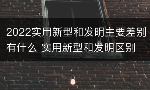 2022实用新型和发明主要差别有什么 实用新型和发明区别