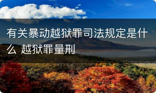 有关暴动越狱罪司法规定是什么 越狱罪量刑