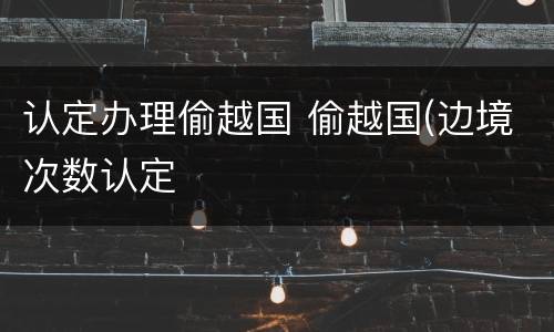 认定办理偷越国 偷越国(边境次数认定