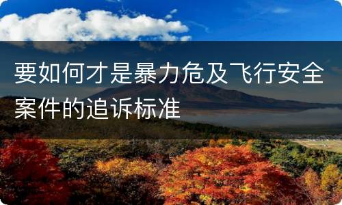 要如何才是暴力危及飞行安全案件的追诉标准