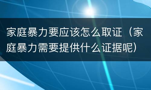 家庭暴力要应该怎么取证（家庭暴力需要提供什么证据呢）