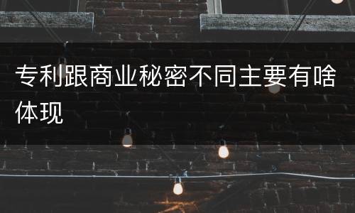 专利跟商业秘密不同主要有啥体现