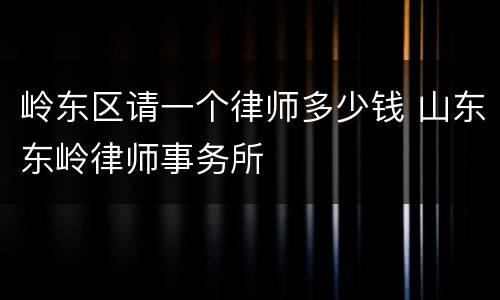 岭东区请一个律师多少钱 山东东岭律师事务所