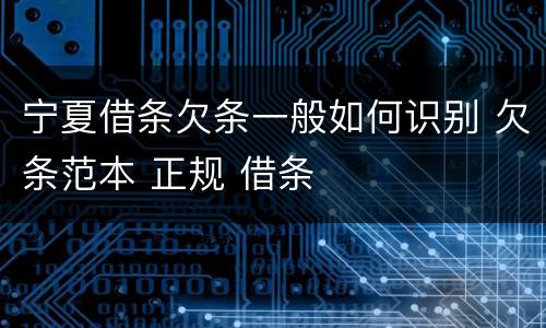 宁夏借条欠条一般如何识别 欠条范本 正规 借条