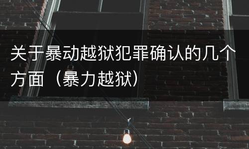关于暴动越狱犯罪确认的几个方面（暴力越狱）