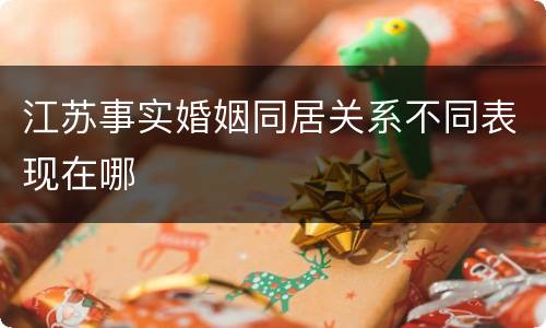 江苏事实婚姻同居关系不同表现在哪
