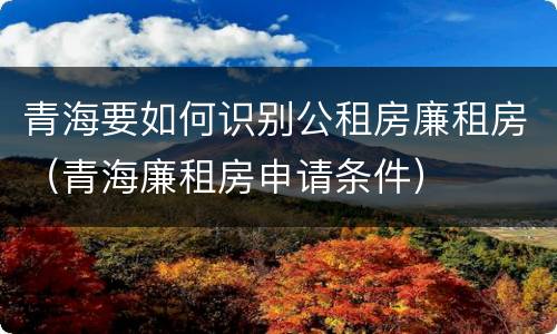 青海要如何识别公租房廉租房（青海廉租房申请条件）