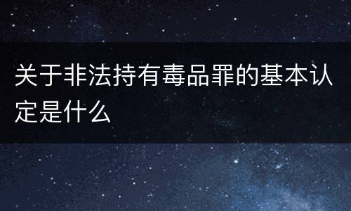 关于非法持有毒品罪的基本认定是什么