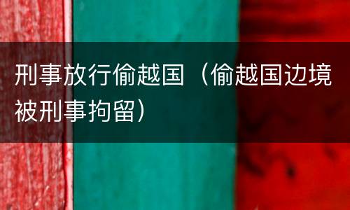 刑事放行偷越国（偷越国边境被刑事拘留）