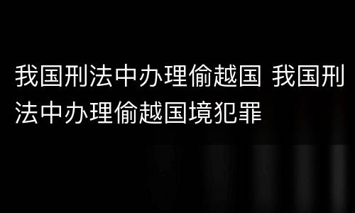 我国刑法中办理偷越国 我国刑法中办理偷越国境犯罪