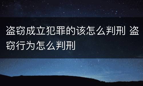 盗窃成立犯罪的该怎么判刑 盗窃行为怎么判刑