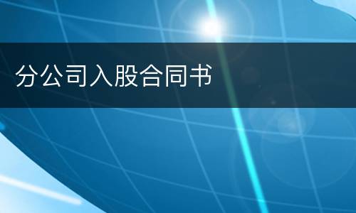 分公司入股合同书