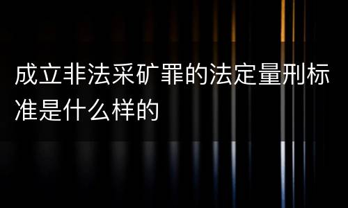成立非法采矿罪的法定量刑标准是什么样的