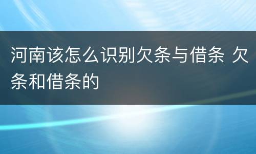 河南该怎么识别欠条与借条 欠条和借条的