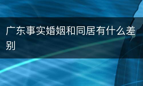 广东事实婚姻和同居有什么差别