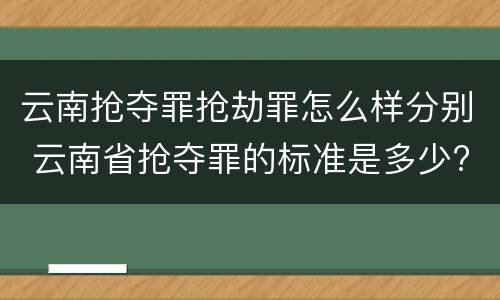 云南抢夺罪抢劫罪怎么样分别 云南省抢夺罪的标准是多少?