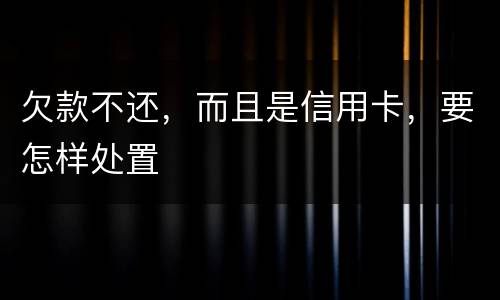欠款不还，而且是信用卡，要怎样处置
