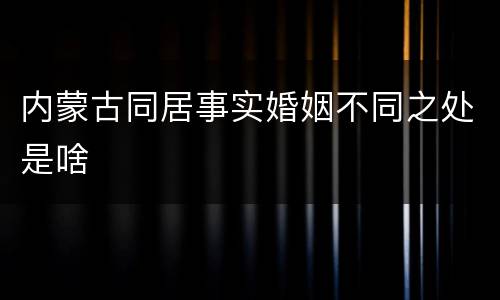内蒙古同居事实婚姻不同之处是啥