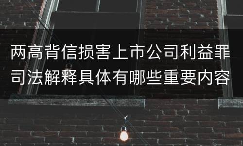 两高背信损害上市公司利益罪司法解释具体有哪些重要内容