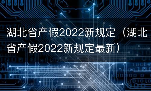 湖北省产假2022新规定（湖北省产假2022新规定最新）