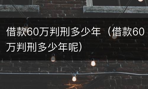 借款60万判刑多少年（借款60万判刑多少年呢）