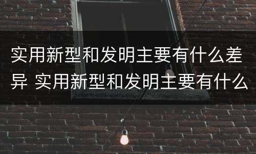 实用新型和发明主要有什么差异 实用新型和发明主要有什么差异和不足