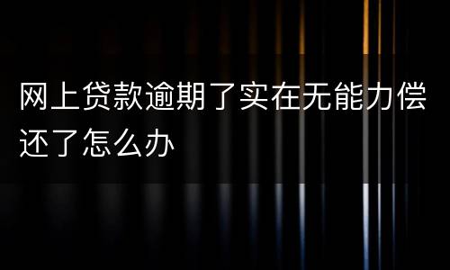 网上贷款逾期了实在无能力偿还了怎么办