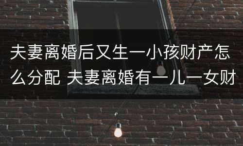 夫妻离婚后又生一小孩财产怎么分配 夫妻离婚有一儿一女财产怎么分配