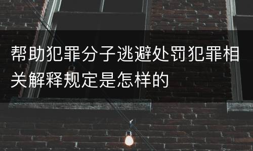 帮助犯罪分子逃避处罚犯罪相关解释规定是怎样的