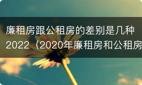 廉租房跟公租房的差别是几种2022（2020年廉租房和公租房的区别）