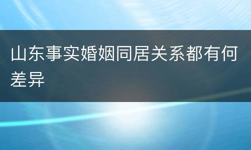 山东事实婚姻同居关系都有何差异