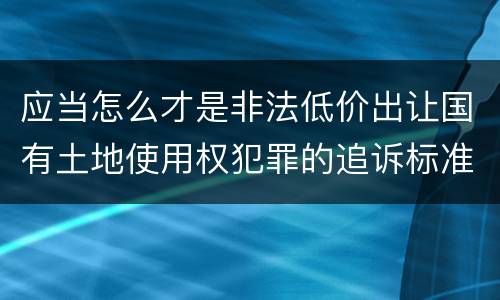应当怎么才是非法低价出让国有土地使用权犯罪的追诉标准