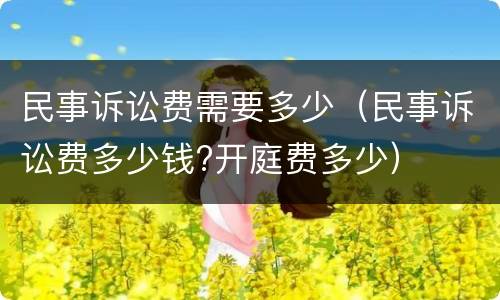 民事诉讼费需要多少（民事诉讼费多少钱?开庭费多少）