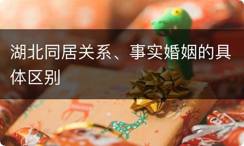湖北同居关系、事实婚姻的具体区别