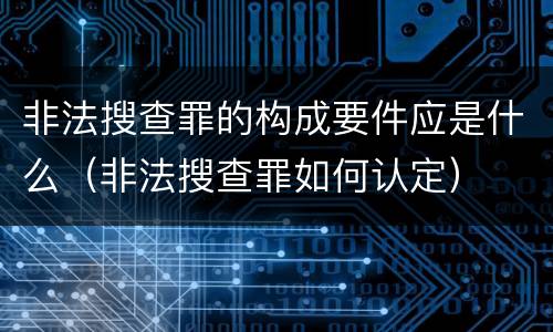 非法搜查罪的构成要件应是什么（非法搜查罪如何认定）