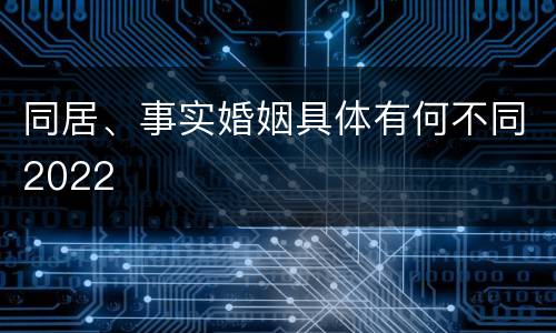 同居、事实婚姻具体有何不同2022