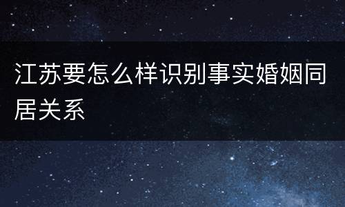江苏要怎么样识别事实婚姻同居关系