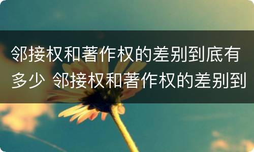 邻接权和著作权的差别到底有多少 邻接权和著作权的差别到底有多少个