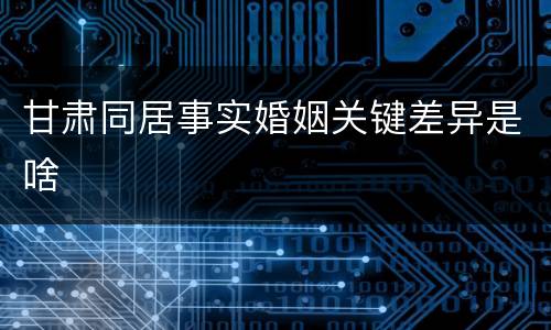 甘肃同居事实婚姻关键差异是啥