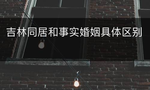 吉林同居和事实婚姻具体区别