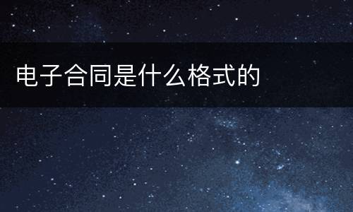 电子合同是什么格式的