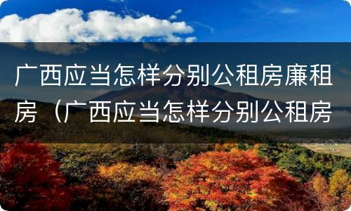 广西应当怎样分别公租房廉租房（广西应当怎样分别公租房廉租房和住宅）
