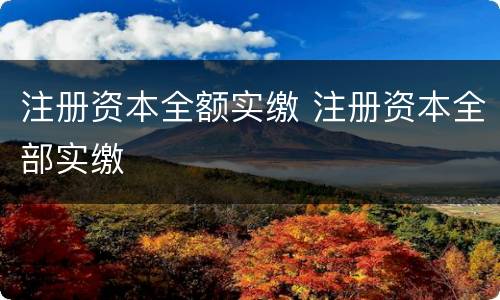 注册资本全额实缴 注册资本全部实缴
