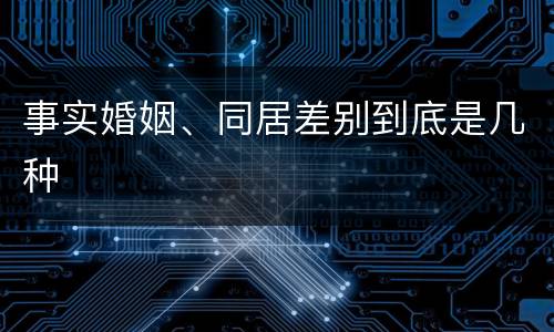 事实婚姻、同居差别到底是几种