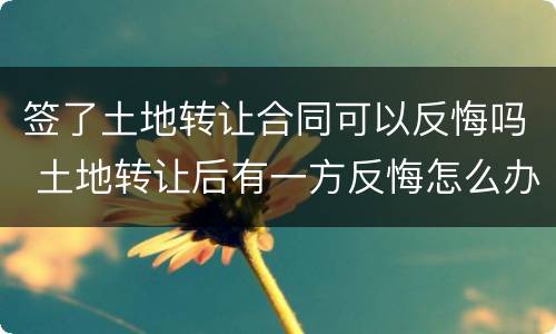 签了土地转让合同可以反悔吗 土地转让后有一方反悔怎么办
