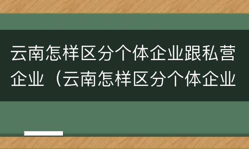 云南怎样区分个体企业跟私营企业（云南怎样区分个体企业跟私营企业的区别）