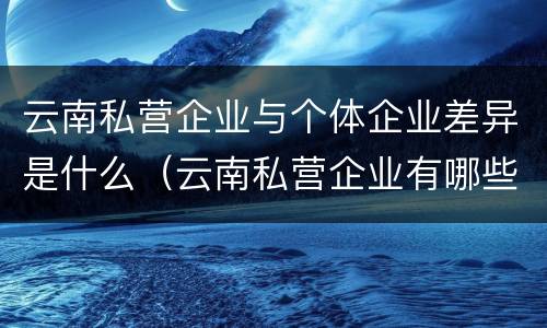 云南私营企业与个体企业差异是什么（云南私营企业有哪些）