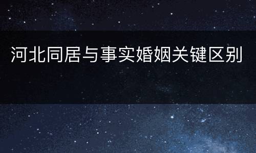 河北同居与事实婚姻关键区别