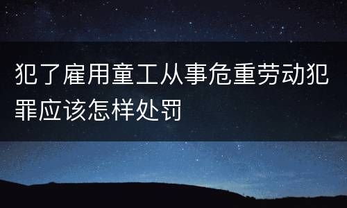 犯了雇用童工从事危重劳动犯罪应该怎样处罚